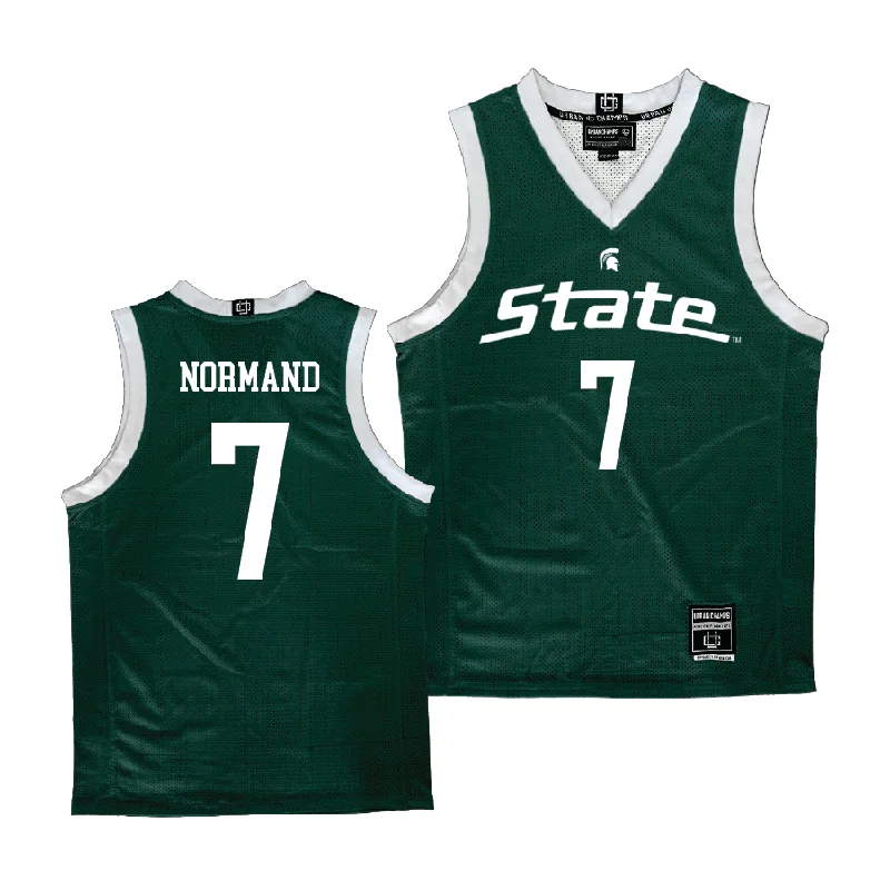 Men's basketball uniform premium quality -Green Men's Basketball Michigan State Jersey  - Gehrig Normand