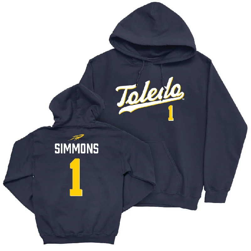 Men's hoodies reflective -Toledo Men's Basketball Navy Script Hoodie - Javan Simmons | #1