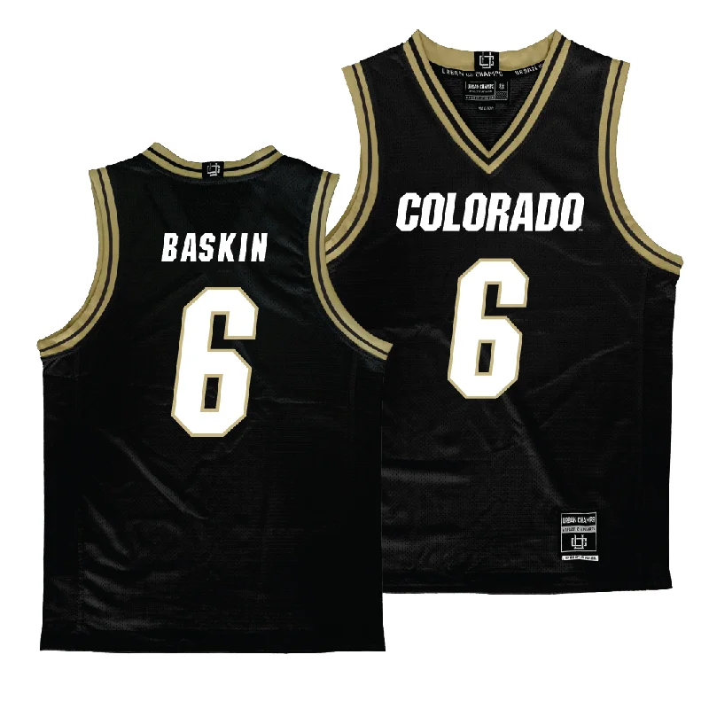 Men's basketball uniform affordable set -Colorado Men's Black Basketball Jersey  - Trevor Baskin