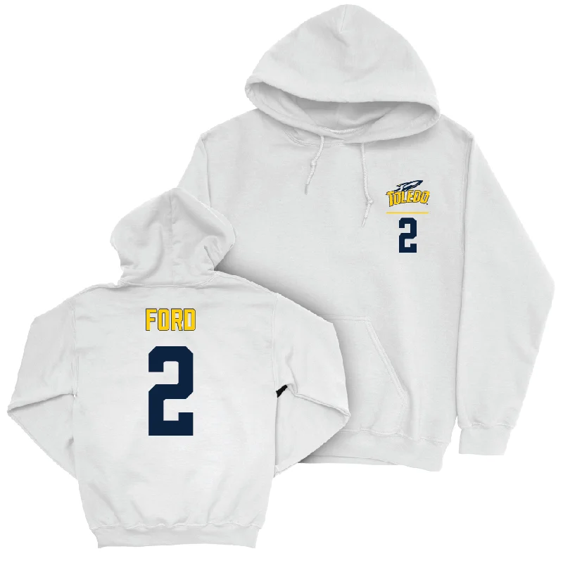 Men's hoodies short-sleeve -Toledo Men's Basketball White Logo Hoodie - Bryce Ford | #2