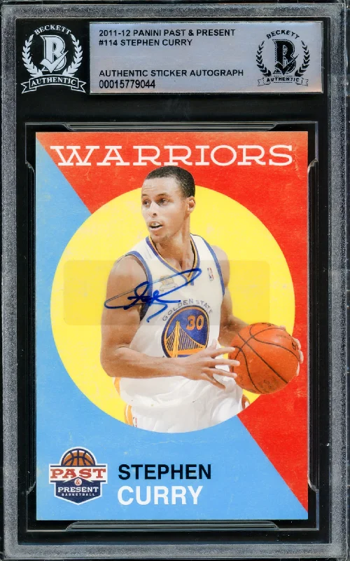 Men's basketball card player highlight -Stephen Curry Autographed 2011-12 Panini Past & Present Card #114 Golden State Warriors Beckett BAS #15779044