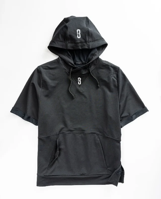 Men's hoodies sport-comfort -Black Versa S/S Hooded Warm-Up Top