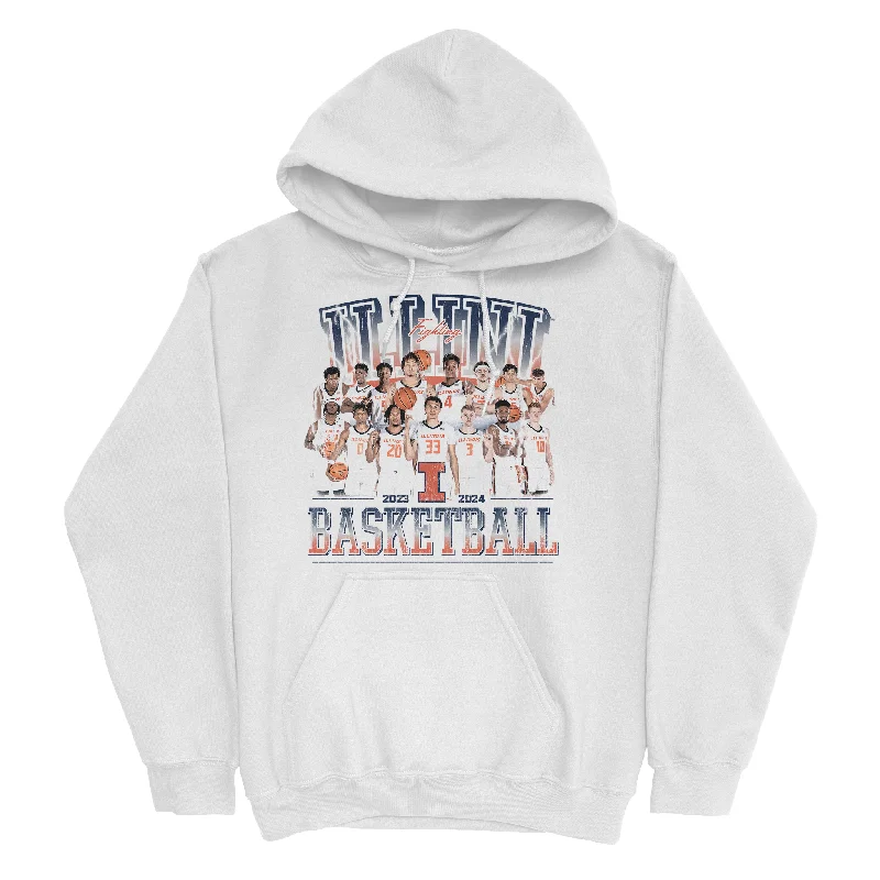 Men's hoodies durable-style -EXCLUSIVE RELEASE: Illinois Men's Basketball 23-24 Team White Hoodie