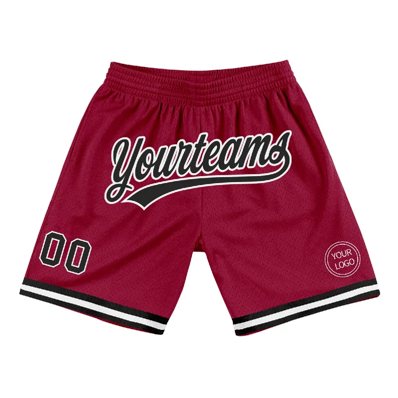 Men's basketball shorts stretch-pro -Custom Maroon Black-White Authentic Throwback Basketball Shorts