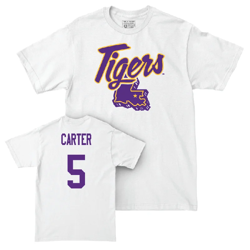 Men's basketball T-shirt soft texture -Men's Basketball White Tiger State Tee  - Cam Carter