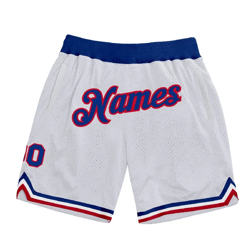 Men's basketball shorts active-hybrid -Custom White Royal-Red Authentic Throwback Basketball Shorts