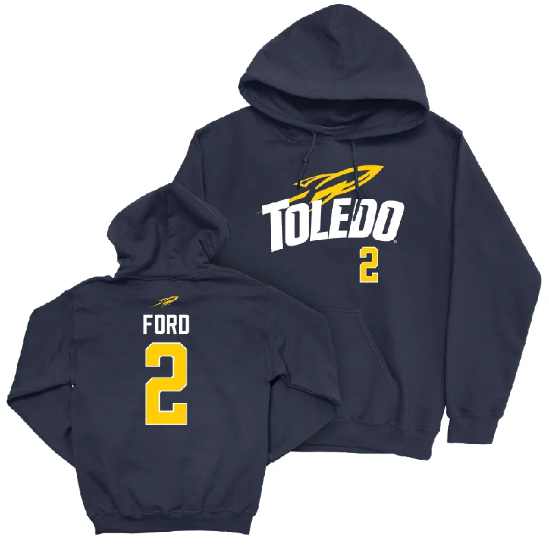 Men's hoodies double-sided -Toledo Men's Basketball Navy Sideline Hoodie - Bryce Ford | #2