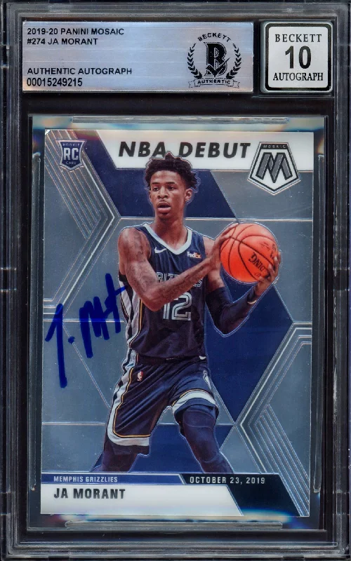 Men's basketball card pro offer -Ja Morant Autographed 2019-20 Panini Mosaic Rookie Card #274 Memphis Grizzlies Auto Grade Gem Mint 10 Beckett BAS #15249215