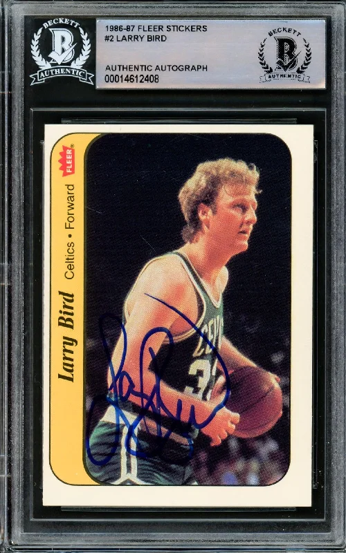 Men's basketball card sport assortment -Larry Bird Autographed 1986-87 Fleer Sticker Card #2 Boston Celtics Beckett BAS #14612408