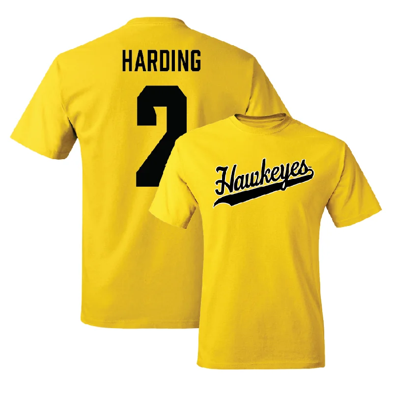 Men's basketball T-shirt bargain shirts -Gold Men's Basketball Script Tee - Brock Harding