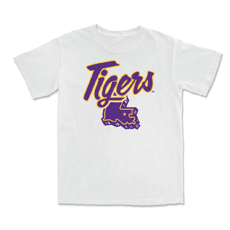 Men's basketball T-shirt deluxe fabric -Men's Basketball White Tiger State Tee - Tyrell Ward