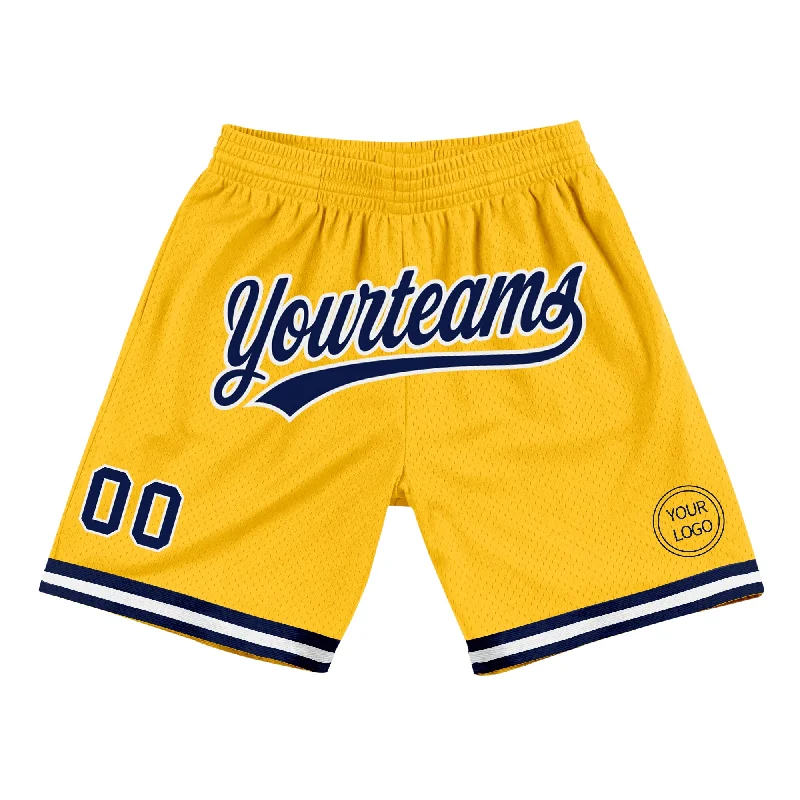 Men's basketball shorts performance-bold -Custom Gold Navy-White Authentic Throwback Basketball Shorts