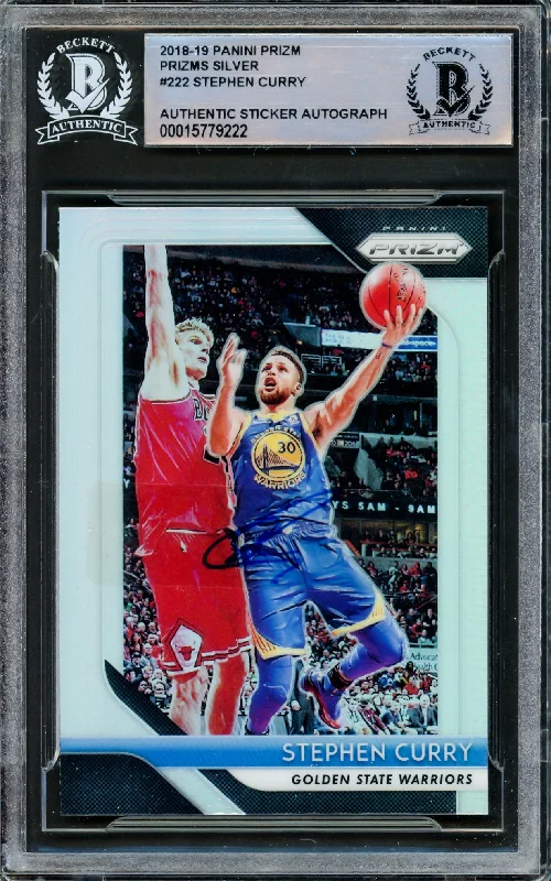 Men's basketball card lightweight card -Stephen Curry Autographed 2018-19 Panini Silver Prizm Card #222 Golden State Warriors Beckett BAS #15779222