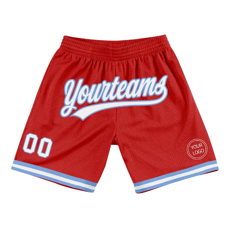 Men's basketball shorts stretch-team -Custom Red White-Light Blue Authentic Throwback Basketball Shorts