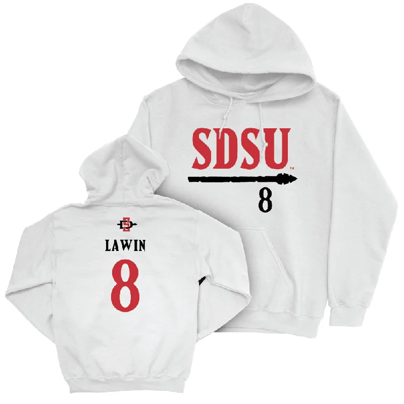 Men's hoodies sleek -SDSU Men's Basketball White Staple Hoodie - Cam Lawin #8