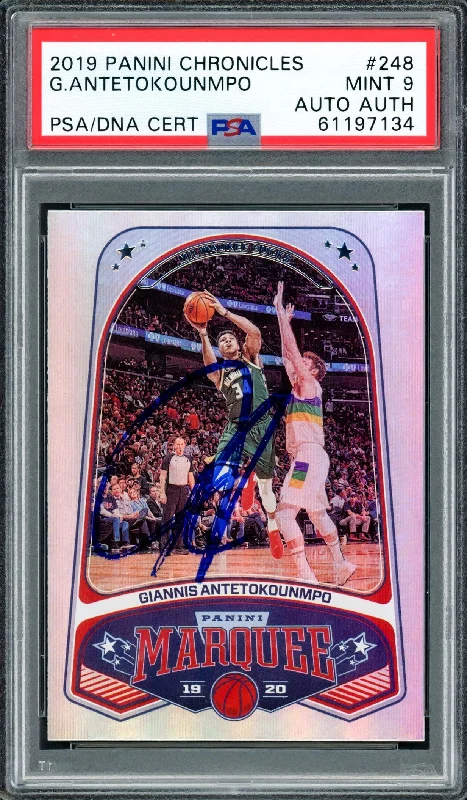 Men's basketball card custom treasury -Giannis Antetokounmpo Autographed 2019 Panini Chronicles Card #248 Milwaukee Bucks PSA 9 PSA/DNA #61197134