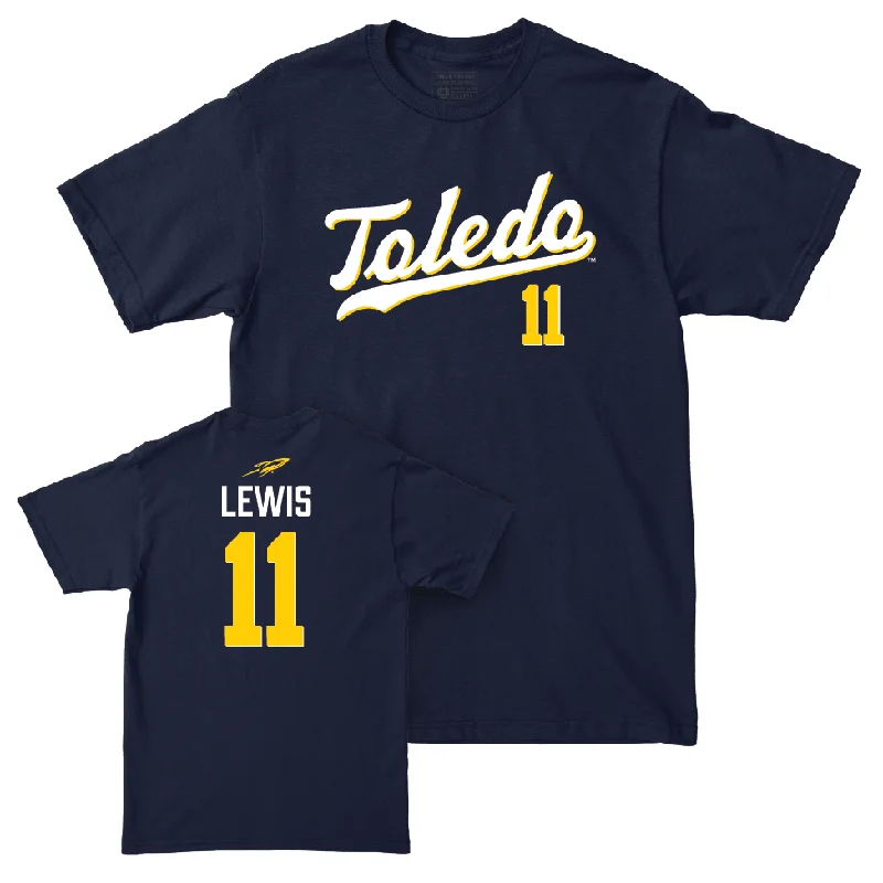 Men's basketball T-shirt drill wear -Toledo Men's Basketball Navy Script Tee - Samuel Lewis | #11