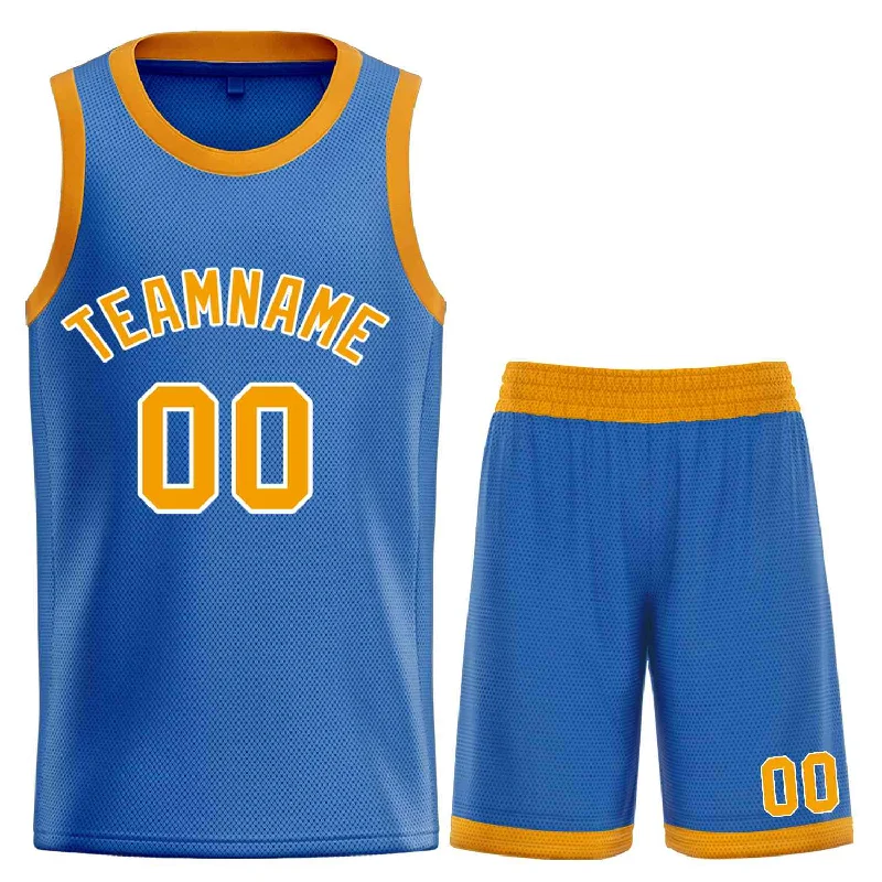 Men's basketball uniform sports apparel -Custom Blue Yellow-White Bull Classic Sets Curved Basketball Jersey