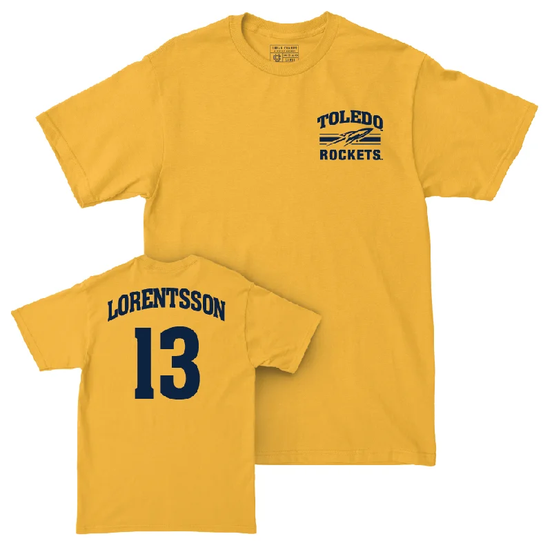 Men's basketball T-shirt current fashion -Toledo Men's Basketball Gold Victory Tee - André Lorentsson | #13