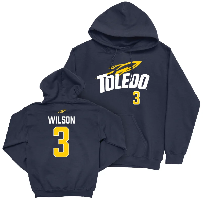 Men's hoodies soft-touch -Toledo Men's Basketball Navy Sideline Hoodie - Sonny Wilson | #3