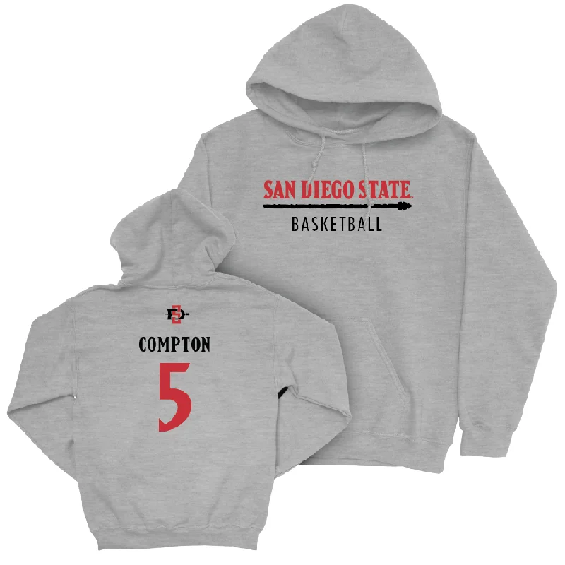 Men's hoodies quick-release -SDSU Men's Basketball Sport Grey Classic Hoodie  - Pharaoh Compton