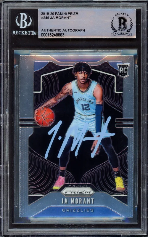 Men's basketball card rare offer -Ja Morant Autographed 2019-20 Panini Prizm Rookie Card #249 Memphis Grizzlies Beckett BAS #15248883