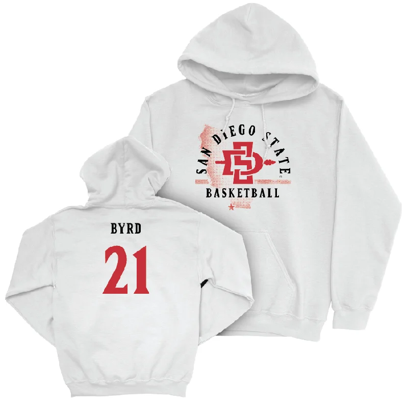 Men's hoodies active-design -SDSU Men's Basketball White State Hoodie - Miles Byrd #21