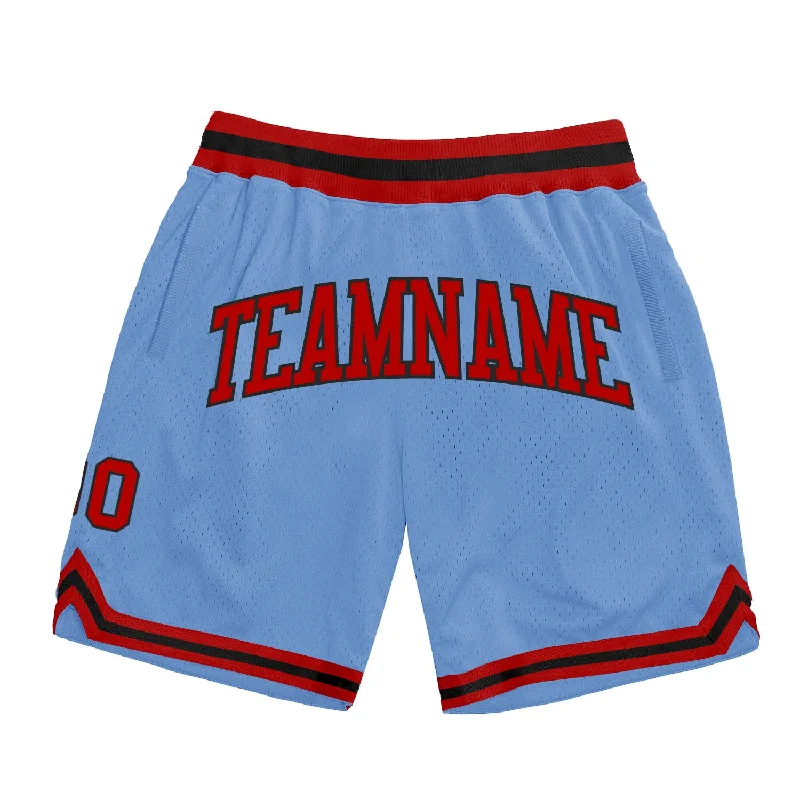 Men's basketball shorts stretch-dynamic -Custom Light Blue Red-Black Authentic Throwback Basketball Shorts