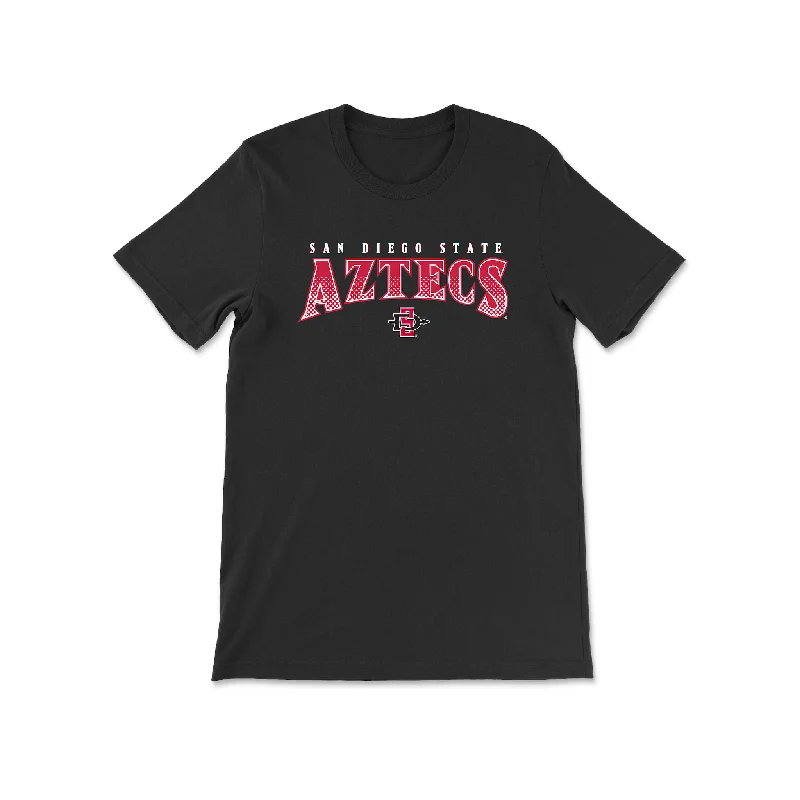 Men's basketball T-shirt crew apparel -Men's Basketball Black Aztecs Tee - Demarshay Johnson Jr.