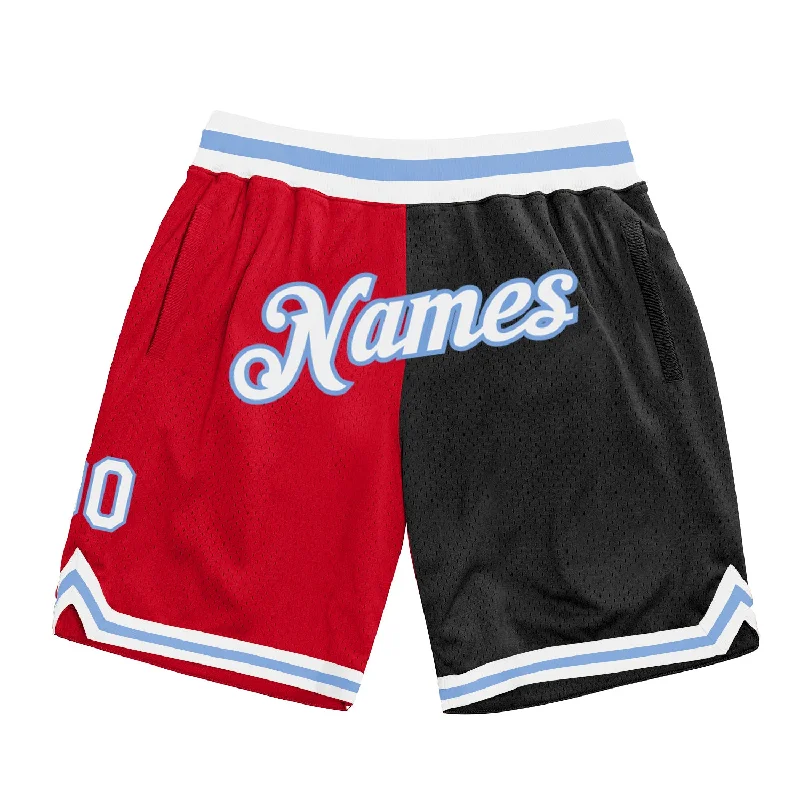 Men's basketball shorts hybrid-sleek -Custom Red White-Black Authentic Throwback Split Fashion Basketball Shorts