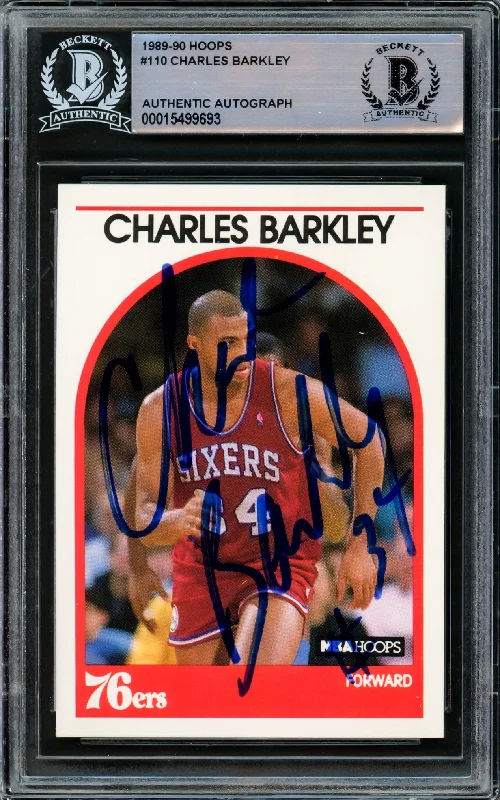 Men's basketball card player kit -Charles Barkley Autographed 1989-90 Hoops Card #110 Philadelphia 76ers Vintage Signature Beckett BAS #15499693