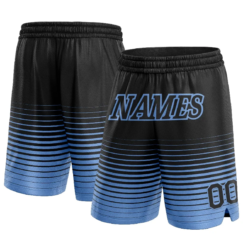 Men's basketball shorts rugged-style -Custom Black Light Blue Pinstripe Fade Fashion Authentic Basketball Shorts