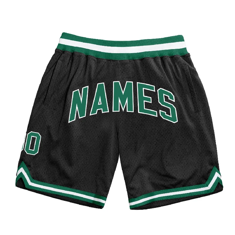 Men's basketball shorts quick-elite -Custom Black Kelly Green-White Authentic Throwback Basketball Shorts