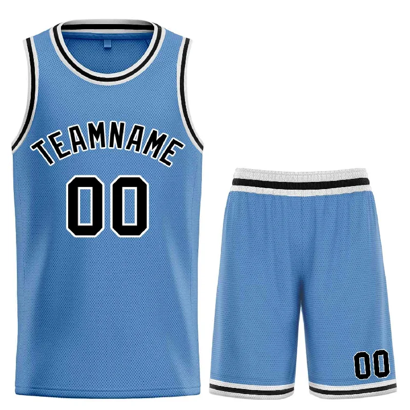 Men's basketball uniform team clothing -Custom Light Blue Black-White Bull Classic Sets Basketball Jersey