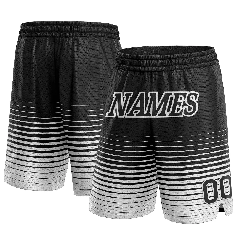 Men's basketball shorts moisture-hybrid -Custom Black White Pinstripe Fade Fashion Authentic Basketball Shorts