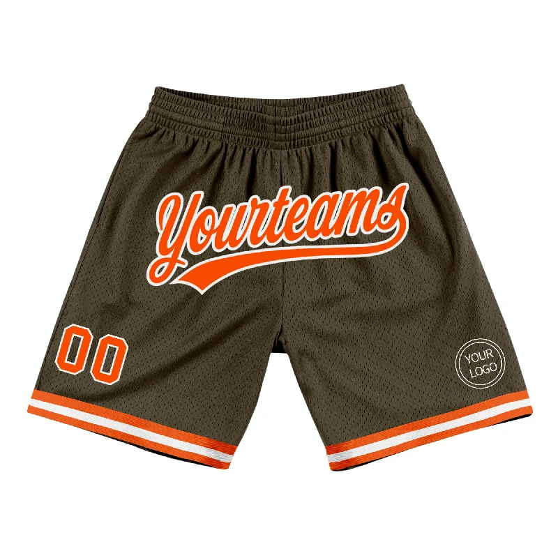 Men's basketball shorts active-dynamic -Custom Olive Orange-White Authentic Throwback Salute To Service Basketball Shorts