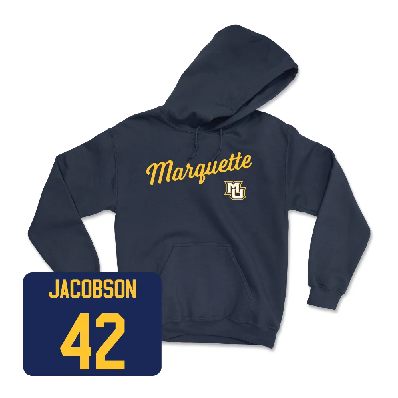 Men's hoodies workout -Navy Men's Basketball Script Hoodie  - Luke Jacobson