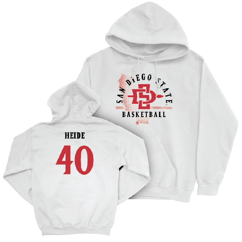 Men's hoodies moisture-design -SDSU Men's Basketball White State Hoodie - Miles Heide #40