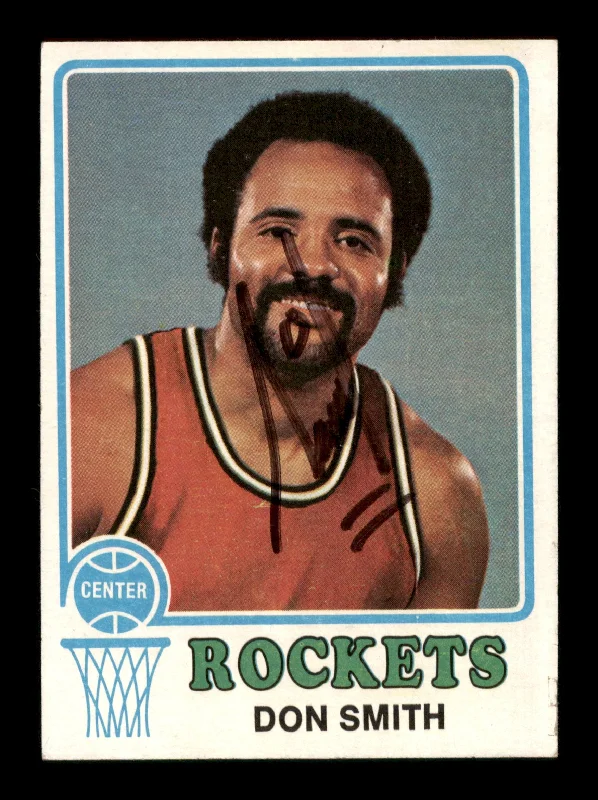 Men's basketball card value kit -Don Smith Zaid Abdul Aziz Autographed 1973-74 Topps Card #159 Houston Rockets SKU #205315