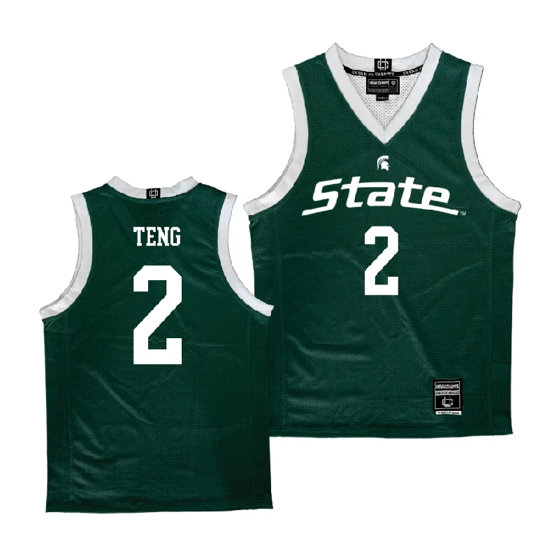 Men's basketball uniform athletic wear -Green Men's Basketball Michigan State Jersey  - Kur Teng