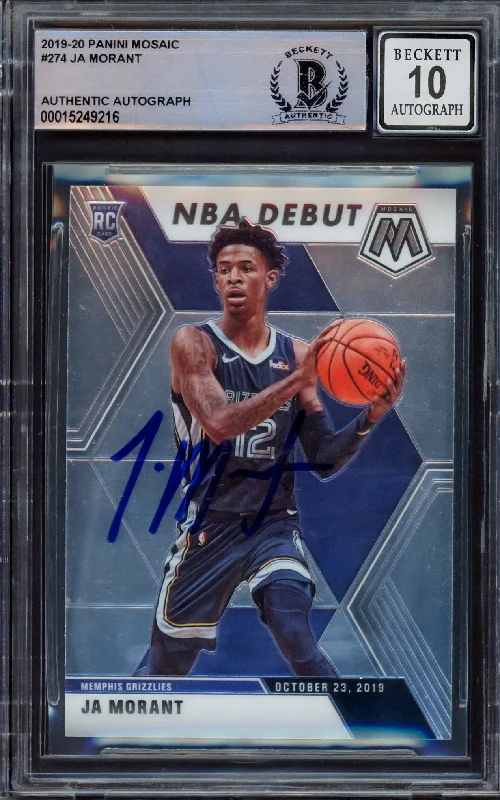 Men's basketball card light offer -Ja Morant Autographed 2019-20 Panini Mosaic Rookie Card #274 Memphis Grizzlies Auto Grade Gem Mint 10 Beckett BAS #15249216