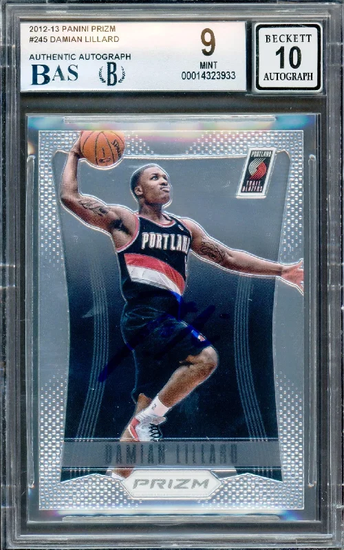 Men's basketball card pro combo -Damian Lillard Autographed 2012-13 Panini Prizm Rookie Card #245 Portland Trail Blazers BGS 9 Auto Grade Gem Mint 10 Beckett BAS #14323933