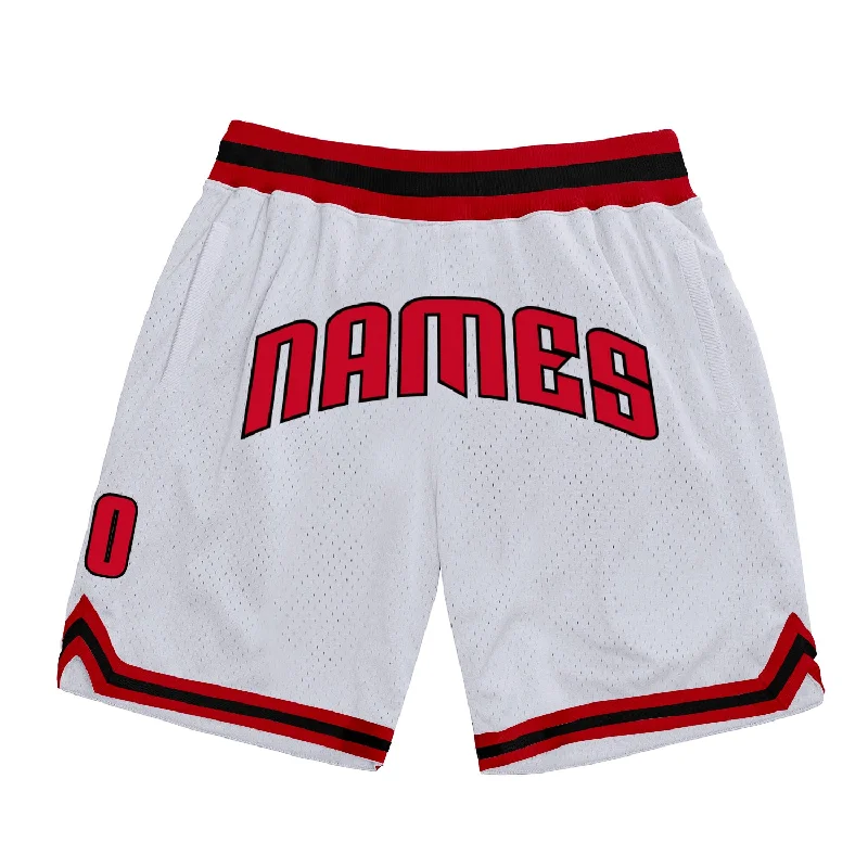 Men's basketball shorts relaxed-hybrid -Custom White Red-Black Authentic Throwback Basketball Shorts