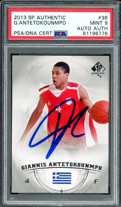 Men's basketball card squad bundle -Giannis Antetokounmpo Autographed 2013 SP Authentic Rookie Card #36 Milwaukee Bucks PSA 9 PSA/DNA #61196776