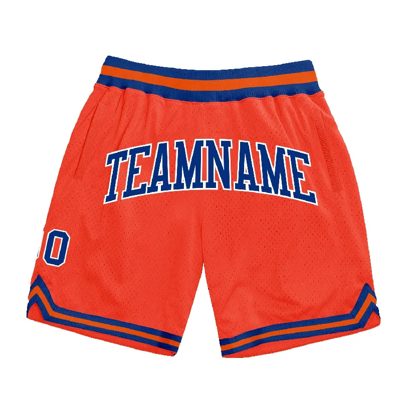 Men's basketball shorts sleek-hybrid -Custom Orange Royal-White Authentic Throwback Basketball Shorts