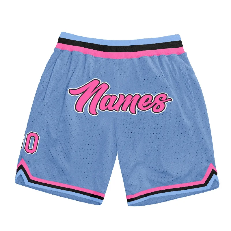 Men's basketball shorts performance-team -Custom Light Blue Pink-Black Authentic Throwback Basketball Shorts