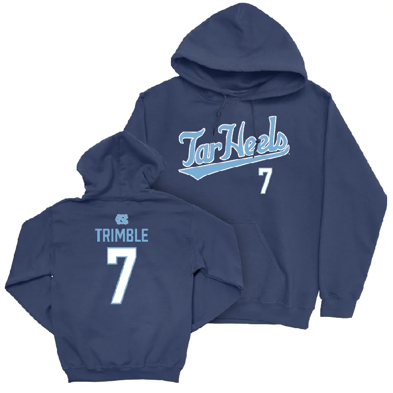 Men's hoodies durable-fleece -UNC Men's Basketball Navy Script Hoodie - Seth Trimble