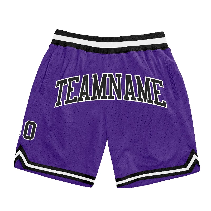 Men's basketball shorts bold-performance -Custom Purple Black-White Authentic Throwback Basketball Shorts