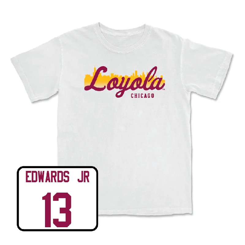 Men's basketball T-shirt stylish offer -Men's Basketball White Skyline Comfort Colors Tee - Sheldon Edwards Jr