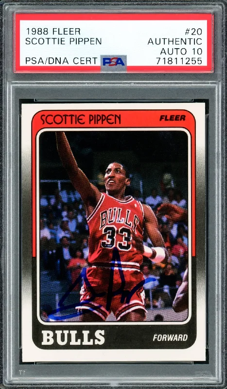 Men's basketball card custom kit -Scottie Pippen Autographed 1988-89 Fleer Rookie Card #20 Chicago Bulls Auto Grade Gem Mint 10 PSA/DNA #71811255